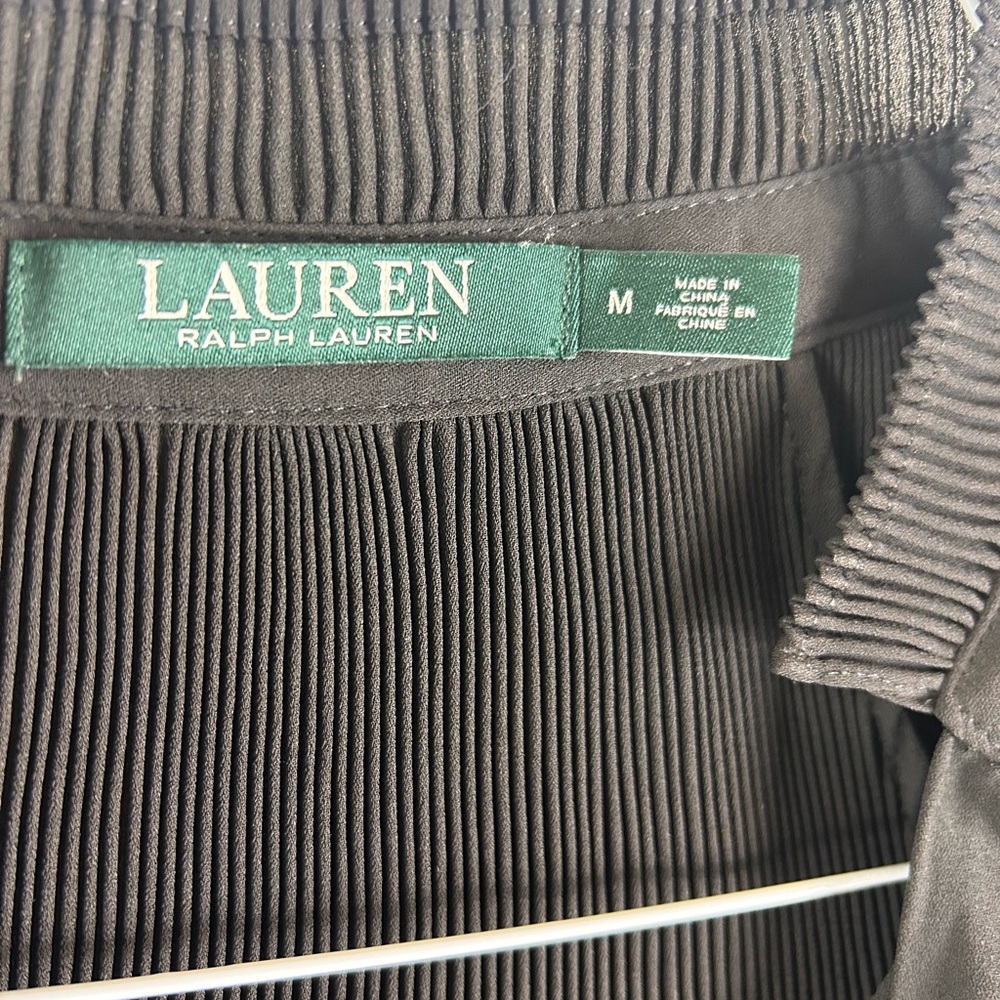 Lauren Ralph Lauren Women's Pleated Tie-Front Top Blouse Black - Picture 5 of 7